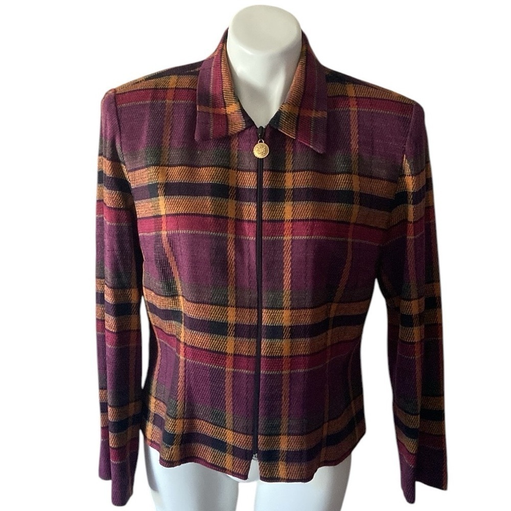 Vintage Positive Attitude Women’s Brown Checkered Lightweight Jacket Size 14